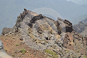 Rocky Formation On The Summit With A Heart Of Stones To Your Left In The Caldera De Taburiente National Park. Travel, Nature,