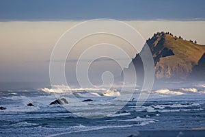 Rocky headland jutting into the Pacific Ocean