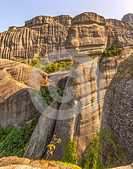 Rocky high mountains in Greece close up