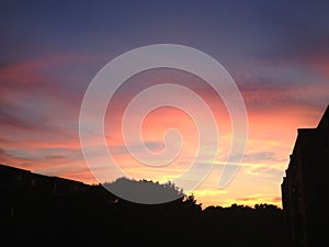 Rocky Hill Connecticut sunset resembles a watercolor painting