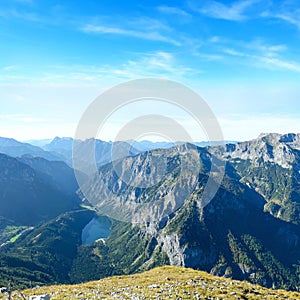 Rocky Hills with lake in summer