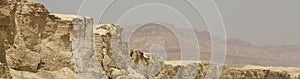 Rocky hills of the Negev Desert in Israel. Breathtaking landscape and nature of the Middle East at sunset