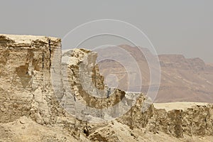 Rocky hills of the Negev Desert in Israel. Breathtaking landscape and nature of the Middle East at sunset
