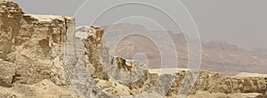 Rocky hills of the Negev Desert in Israel. Breathtaking landscape and nature of the Middle East at sunset