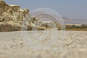 Rocky hills of the Negev Desert in Israel. Breathtaking landscape and nature of the Middle East at sunset