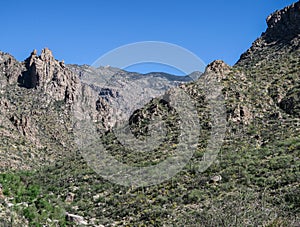 Rocky hills in Sabino Canyon, Tucson, Arizona photo