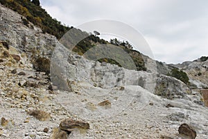 Rocky hills in the Solfatara crater in  Pozzuoli, Italy