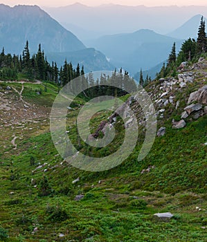 Rocky hills, woods and mountains