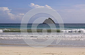 Rocky island at Mawun beach Lombok, Indonesia