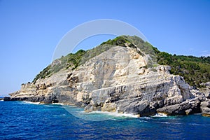 The rocky islands of Greece in the Ionian Sea. Between Paxos and Corfu.