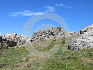 A rocky landscape on Lihou in the Channel islands