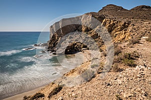 Rocky landscape in Los Amarillos, Spain photo