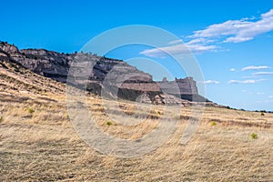 Rocky landscape scenery of Scotts Bluff National Monument, Nebraska