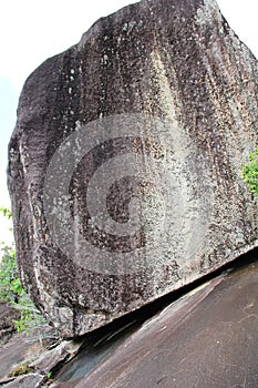 Rocky landscape in Seychelles with cobwebs