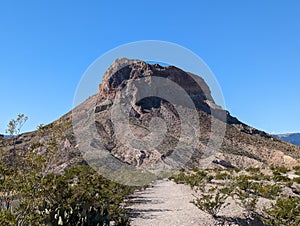 Rocky mountain against a blue sky in Big Bend National Park in Texas, USA