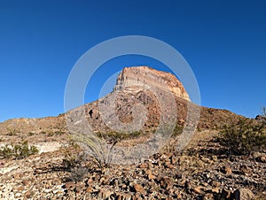 Rocky mountain against a blue sky in Big Bend National Park in Texas, USA