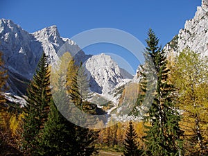Rocky mountain on autumn day