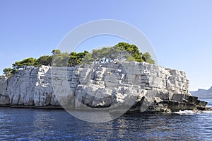 Rocky Mountain of the Calanques National Park from the Bay area of Cassis on Cote D`Azur France