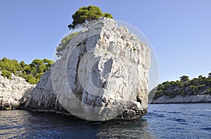 Rocky Mountain of the Calanques National Park from the Bay area of Cassis on Cote D`Azur France