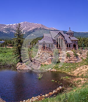 Rocky Mountain Church and pond