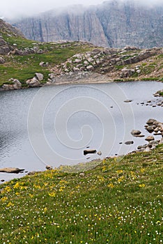 Rocky mountain lake on top of mt evans colorado