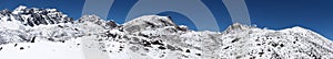 Rocky mountain landscape panorama covered with snow, Himalaya, Nepal