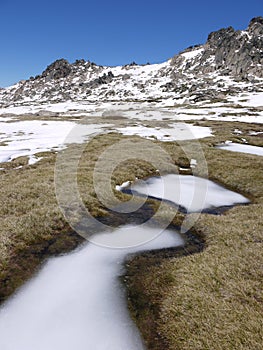 A rocky mountain landscape in spring