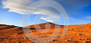 Rocky mountain landscape under sun set