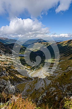 Rocky mountain peak area view in slovakia - vintage look