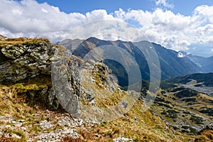 Rocky mountain peak area view in slovakia - vintage look