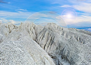 A rocky mountain or pile of fine white stone, which was mined fr