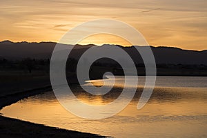 Rocky Mountain Sunset Lake Reflection