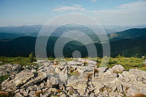 Rocky mountain tops in the Carpathians