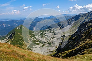 Rocky mountain tops with hiking trails in autumn in Slovakian Ta