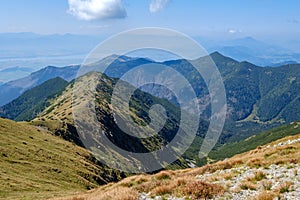 Rocky mountain tops with hiking trails in autumn in Slovakian Ta