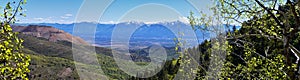 Rocky Mountain Wasatch Front peaks, panorama landscape view from Butterfield Canyon Oquirrh range by Rio Tinto Bingham Copper Mine photo