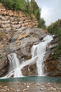 Rocky Mountain Waterfall - Waterton, Alberta