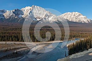 Rocky Mountains on a autumn day Jasper National Park in the Canadian Rockies. Alberta Canada Scenic landscape in Jasper national p