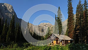 Rocky mountains back country ranger station and falls