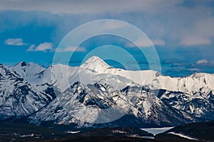 Rocky Mountains with the Banff townsite below in Banff National photo