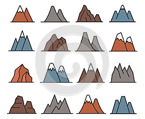 Rocky mountains icon set