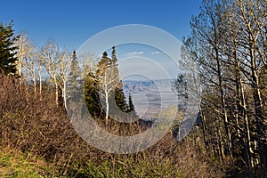 Rocky Mountains Lowe Peak views of Oquirrh range toward Utah Lake, Timpanogos, Wasatch Front by Rio Tinto Bingham Copper Mine, in