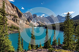 Rocky Mountains - Moraine lake in Banff National Park of Canada