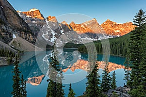 Rocky Mountains - Moraine lake in Banff National Park of Canada