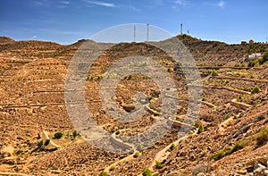 Rocky mountains near Chebika, Sahara Desert, Tunisia, Africa, HD