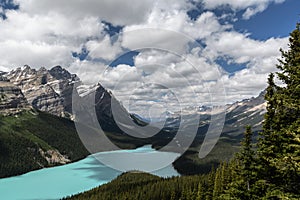 Rocky mountains and Peyto Lake in Banff National Park