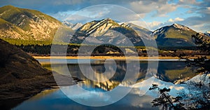 Rocky Mountains Reflection in Wetlands Landscape