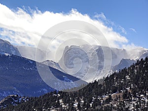 Rocky Mountains Snow Capped Peaks Above the Treeline