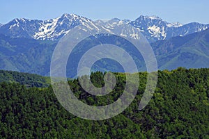 Rocky mountains stretching into distance photo