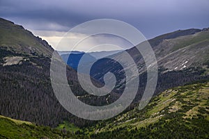 Rocky Mountains view with cloudy skies